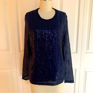 Brand new tags Donna Karen Navy sequin top